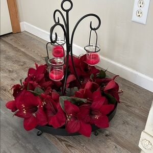 Elegant Red Floral Candle Holder